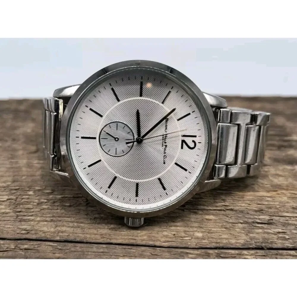 Large 46mm Beverly Hills Polo Club Men's Watch Stainless Steel
